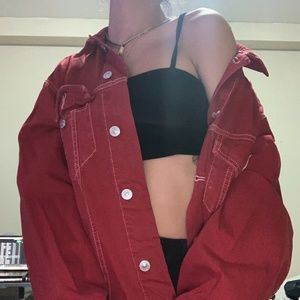 Zara Red Jean Jacket